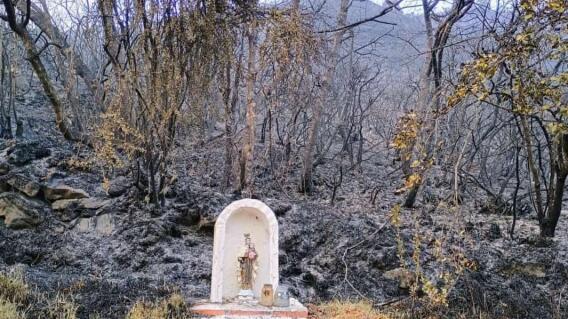 La Virgen del Carmen no sufrió daños pese al voraz incendio en Pamplona La Virgen del Carmen no sufrió daños pese al voraz incendio en Pamplona