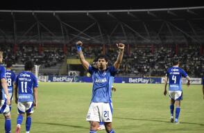 Celebración de Juan Carlos Pereira, en Millonarios. Celebración de Juan Carlos Pereira, en Millonarios.
