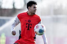 Luis Díaz en una de las prácticas del Bayern Múnich. 