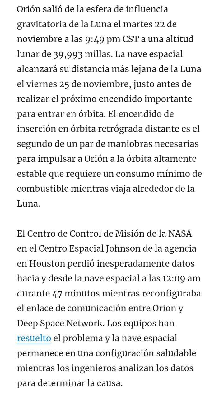 Comunicado Nasa