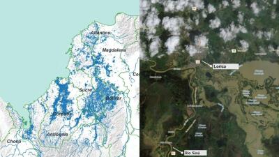 Efectúan mapeo satelital de la grave inundación en Córdoba para la gestión de la emergencia