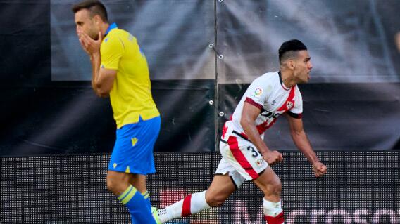Celebración de Radamel Falcao García, en la Liga de España Celebración de Radamel Falcao García, en la Liga de España