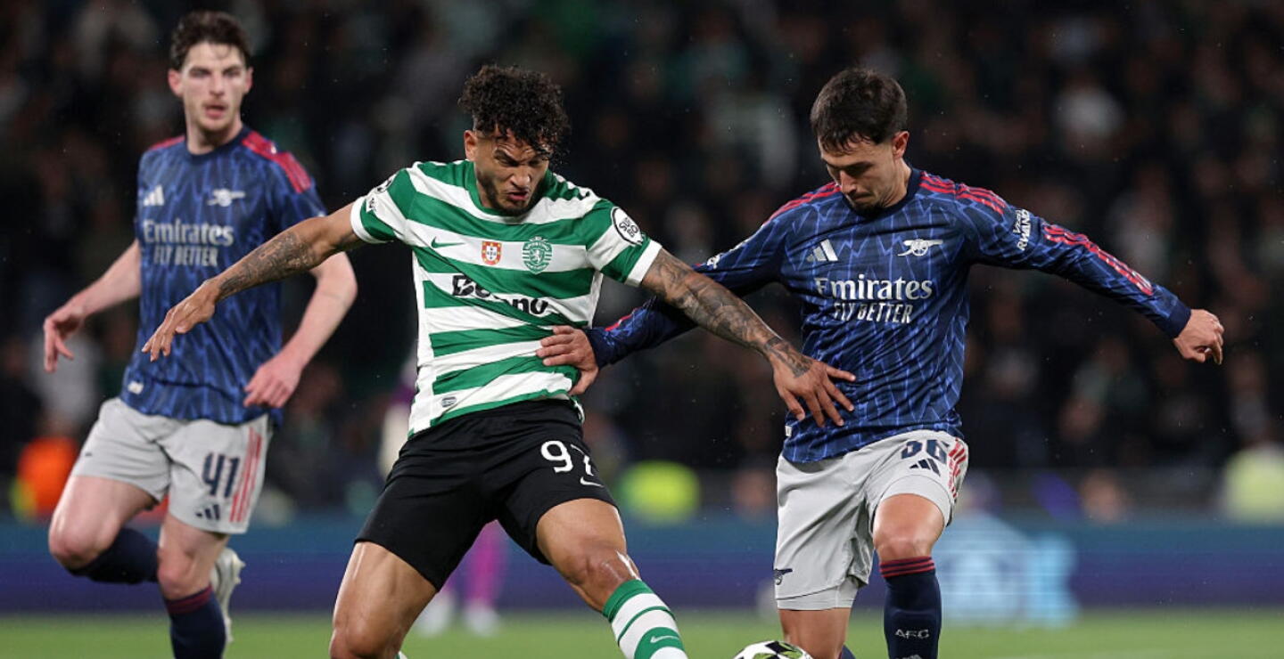 Luis Javier Suárez en Sporting Lisboa vs. Arsenal por la Champions League.