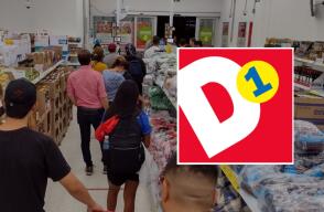 Clientes comprando en Tiendas D1. 