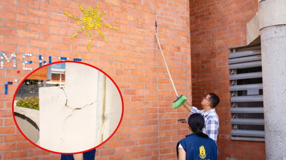 Grietas en colegios de Barrancabermeja después del sismo