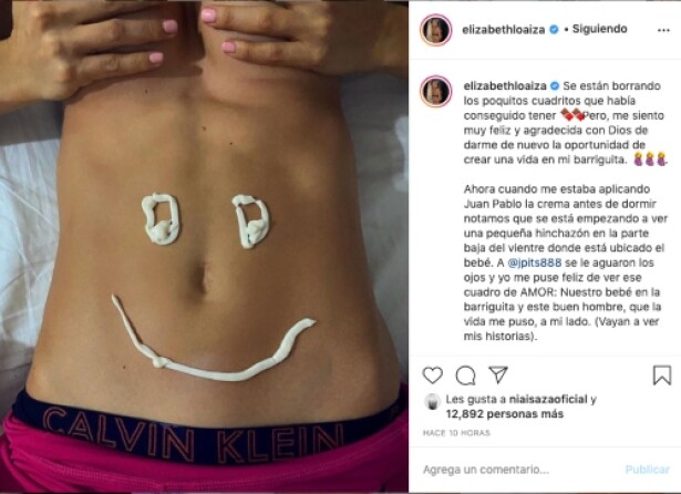 Elizabeth Loaiza muestra primeros cambios en su abdomen por embarazo.jpg