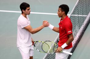 Felix Auger Aliassime y Carlos Alcaraz, tenistas en la Copa Davis. Felix Auger Aliassime y Carlos Alcaraz, tenistas en la Copa Davis.
