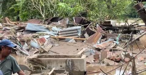 Viviendas arrasadas por el Río Lebrija
