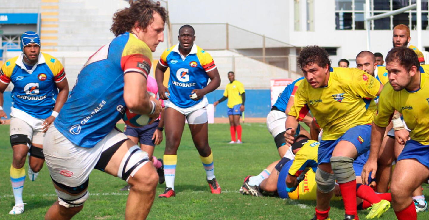 Colombia, liderada por su capitán Sebastián Mejía, apabulló 75 a 5 a Ecuador. Federación Peruana de Rugby.
