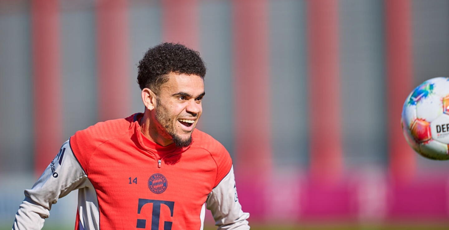 Luis Díaz en una de las prácticas del Bayern Múnich. 
