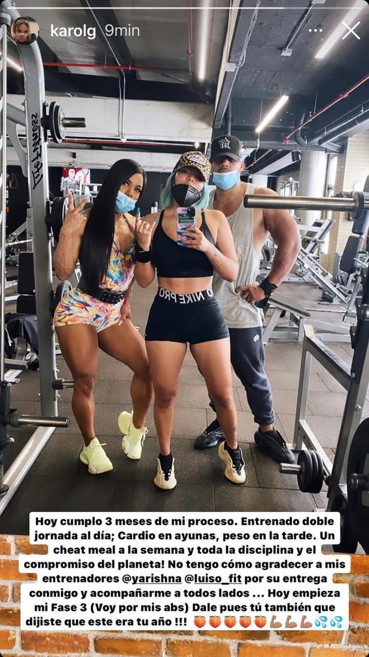 resultados de entrenamiento de Karol G