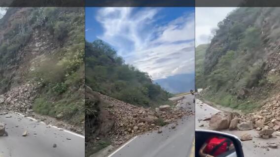 Caída de rocas vía Bucaramanga, San Gil.