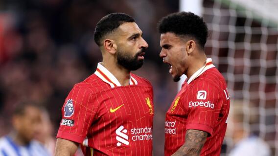 Mohamed Salah y Luis Díaz celebran un gol de Liverpool, en la Premier League Mohamed Salah y Luis Díaz celebran un gol de Liverpool, en la Premier League
