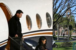 Lionel Messi llegando a Rosario para el funeral de su padre, Jorge, quien murió a los 68 años. 