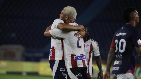 Junior de Barranquilla y un festejo de gol contra Fortaleza por la jornada 19 de la Liga BetPlay I-2025.