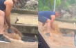 Niña estuvo cerca de ser arrastrada por una corriente