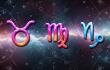Imagen de referencia de los símbolos de los signos Tauro, Virgo y Capricornio 