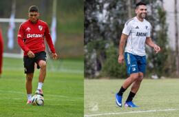 Juan Fernando Quintero y Radamel Falcao García, jugadores de River Plate y Millonarios. 