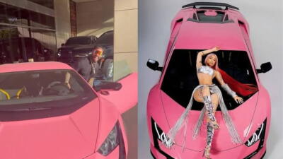 Anuel AA en el auto Lamborghini rosado de Yailin La Más Viral en medio de rumores de reconciliación entre ambos artistas Anuel AA en el auto Lamborghini rosado de Yailin La Más Viral en medio de rumores de reconciliación entre ambos artistas