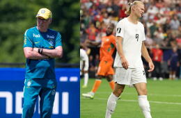 Carlo Ancelotti, DT de Brasil, y Erling Haaland, delantero de Noruega.
