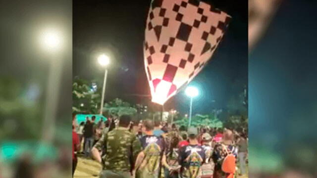 En video quedó registrado el momento en el que globo cargado con pólvora explotó en Itagüí