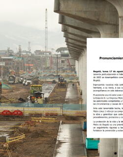 Muere trabajador durante las obras de la Línea 1 del Metro de Bogotá: investigan las causas del accidente