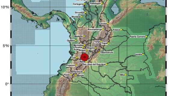 Temblor hoy en Colombia de magnitud 4,5: epicentro