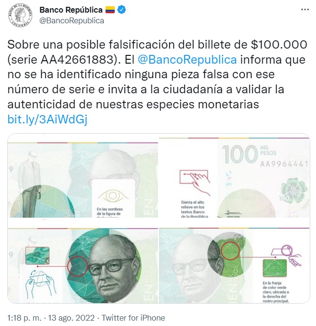 Conozcal os trucos para detectar si un billete de 100.000 pesos es falso