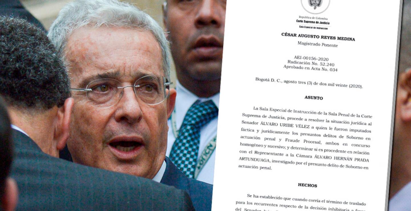 373787_Álvaro Uribe - auto de la Sala de instrucción de la Corte Suprema // Imágenes: AFP, Rama Judicial