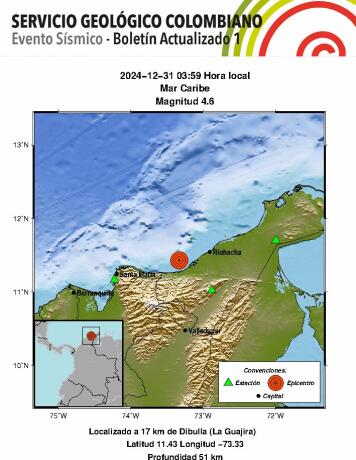 Boletín del SGC temblor este 31 de diciembre Boletín del SGC temblor este 31 de diciembre