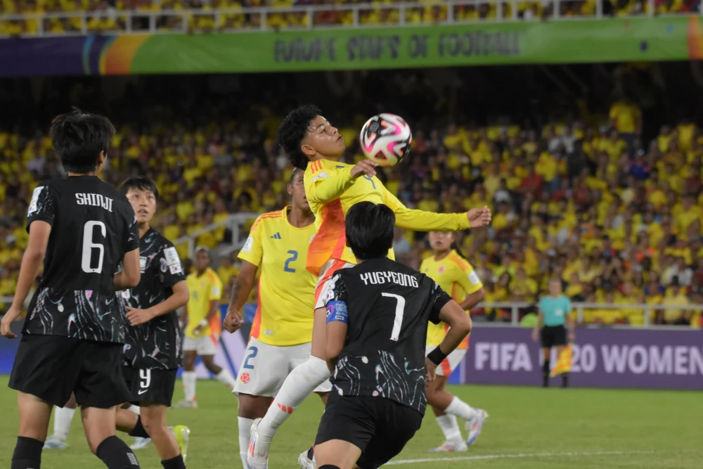Acción de juego entre la Selección Colombia femenina Sub-20 y Corea del Sur, en el Mundial Acción de juego entre la Selección Colombia femenina Sub-20 y Corea del Sur, en el Mundial