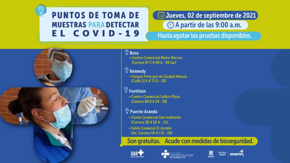 Pruebas gratis de COVID-19 en Bogotá