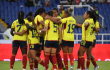 La Selección Colombia femenina de mayores y un festejo de gol frente a Zambia, en el estadio Pascual Guerrero.