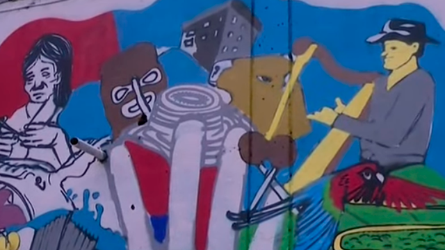 Colectivo de jóvenes pinta un gigantesco grafiti por la convivencia en Medellín