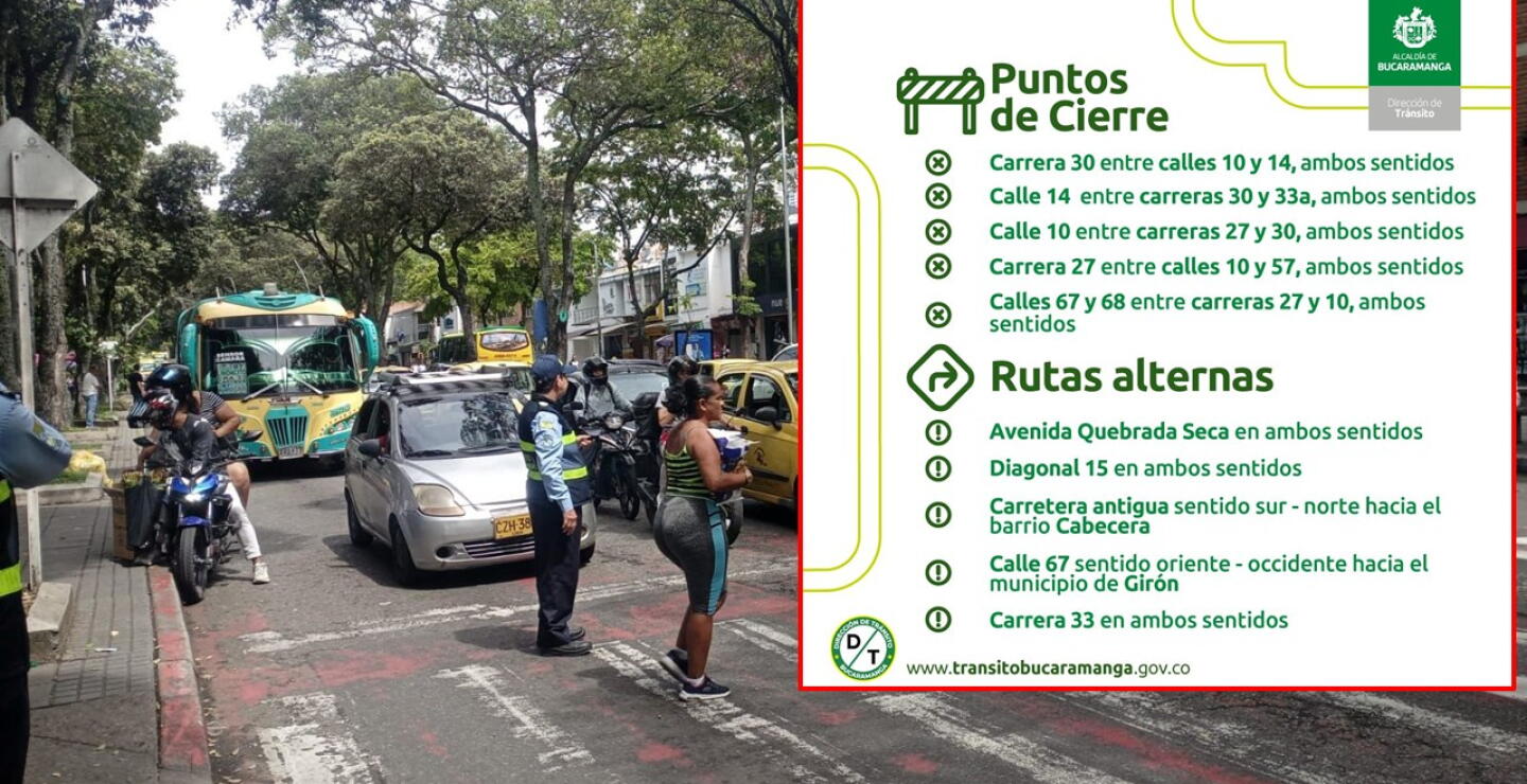 Cierres viales en Bucaramanga