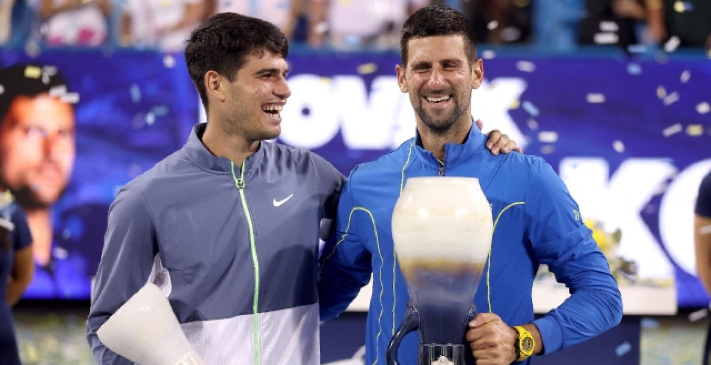 Carlos Alcaraz y Novak Djokovic en la final del Masters 1.000 de Cincinnati