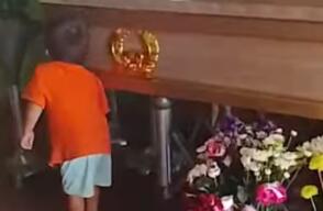 Niño habla con el ataúd de su mamá 