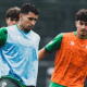 Gustavo Puerta en la vuelta a los entrenamientos con Racing de Santander.