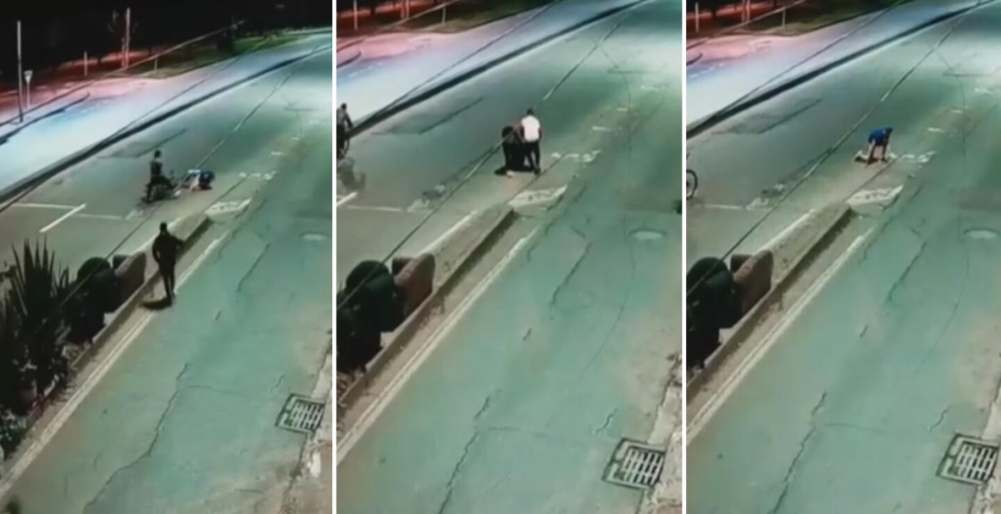 Violento robo a ciclista en Bogotá: lo tumbaron y en el piso lo atracaron