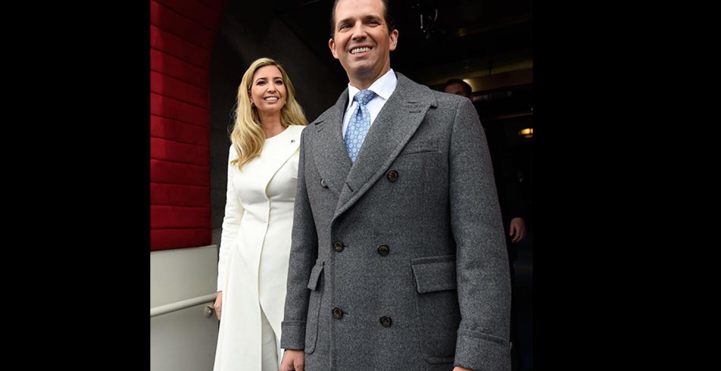 Donald Trump Jr. e Ivanka Trump llegan a la toma de posesión de su padre Donald Trump.