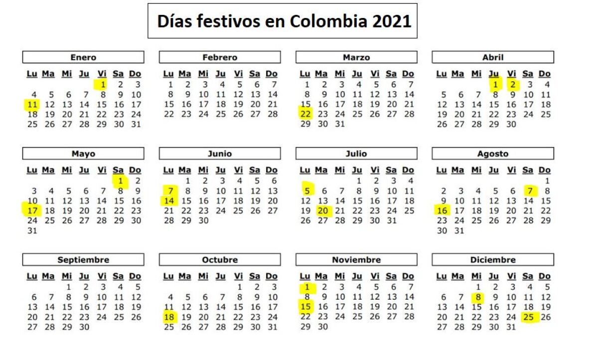 soldadura favorito agencia calendario de dias festivos en colombia