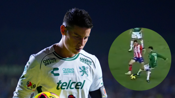 James Rodríguez y su jugada de 'fantasía', en duelo con Club León. James Rodríguez y su jugada de 'fantasía', en duelo con Club León.