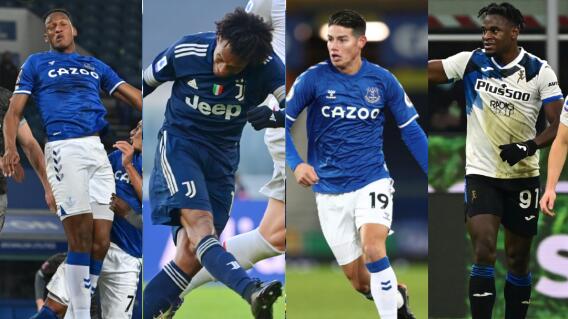 Yerry Mina Juan Cuadrado James Rodríguez Duván Zapata 240121 AFP E.jpg Yerry Mina Juan Cuadrado James Rodríguez Duván Zapata 240121 AFP E.jpg