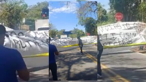 Protesta de comunidades y transportadores peaje Curití, Santander.jpg