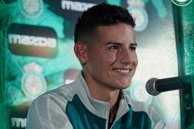 James Rodríguez, volante colombiano, en la rueda de prensa de presentación como nuevo jugador de León de México James Rodríguez, volante colombiano, en la rueda de prensa de presentación como nuevo jugador de León de México