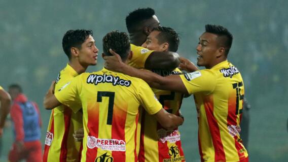 Celebración del Deportivo Pereira, tras gol contra Quindío Celebración del Deportivo Pereira, tras gol contra Quindío