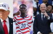  Donald Trump, Folarin Balogun y Gianni Infatino.