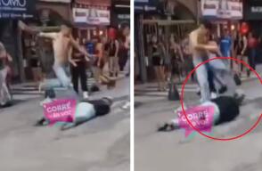Video de la brutal patada en la cabeza que un joven le dio a otro en el piso