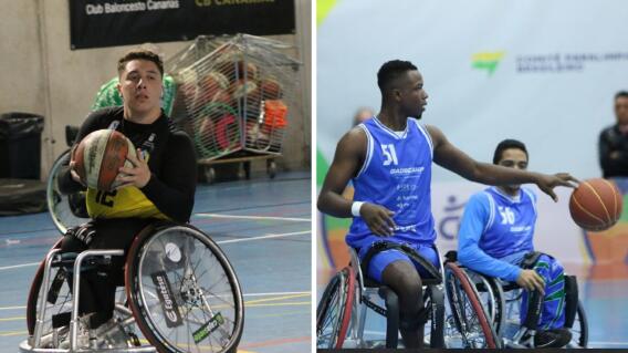 Sebastián Peña y Luis Angulo, jugadores de baloncesto en silla de ruedas Sebastián Peña y Luis Angulo, jugadores de baloncesto en silla de ruedas