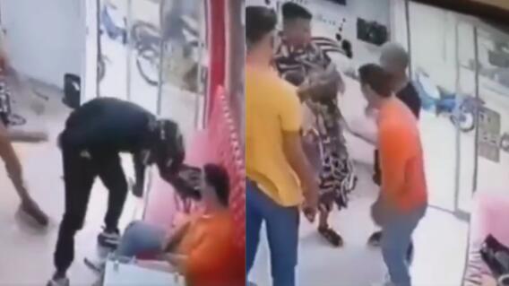 Hombre entra a robar una barbería con un banano  Hombre entra a robar una barbería con un banano